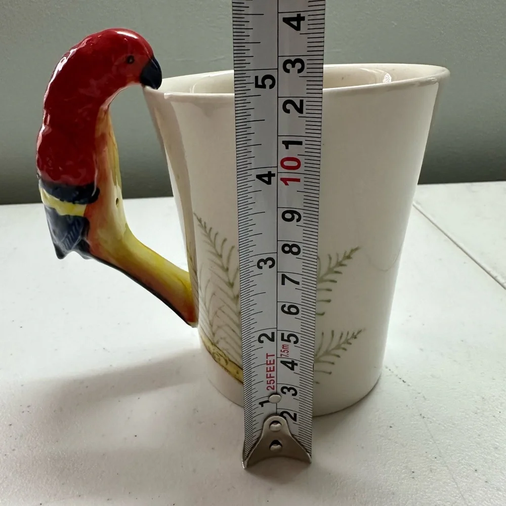 Beautiful Tropical Macaw Parrot Bird Coffee Mug Cup Pier 1 Imports hand painted